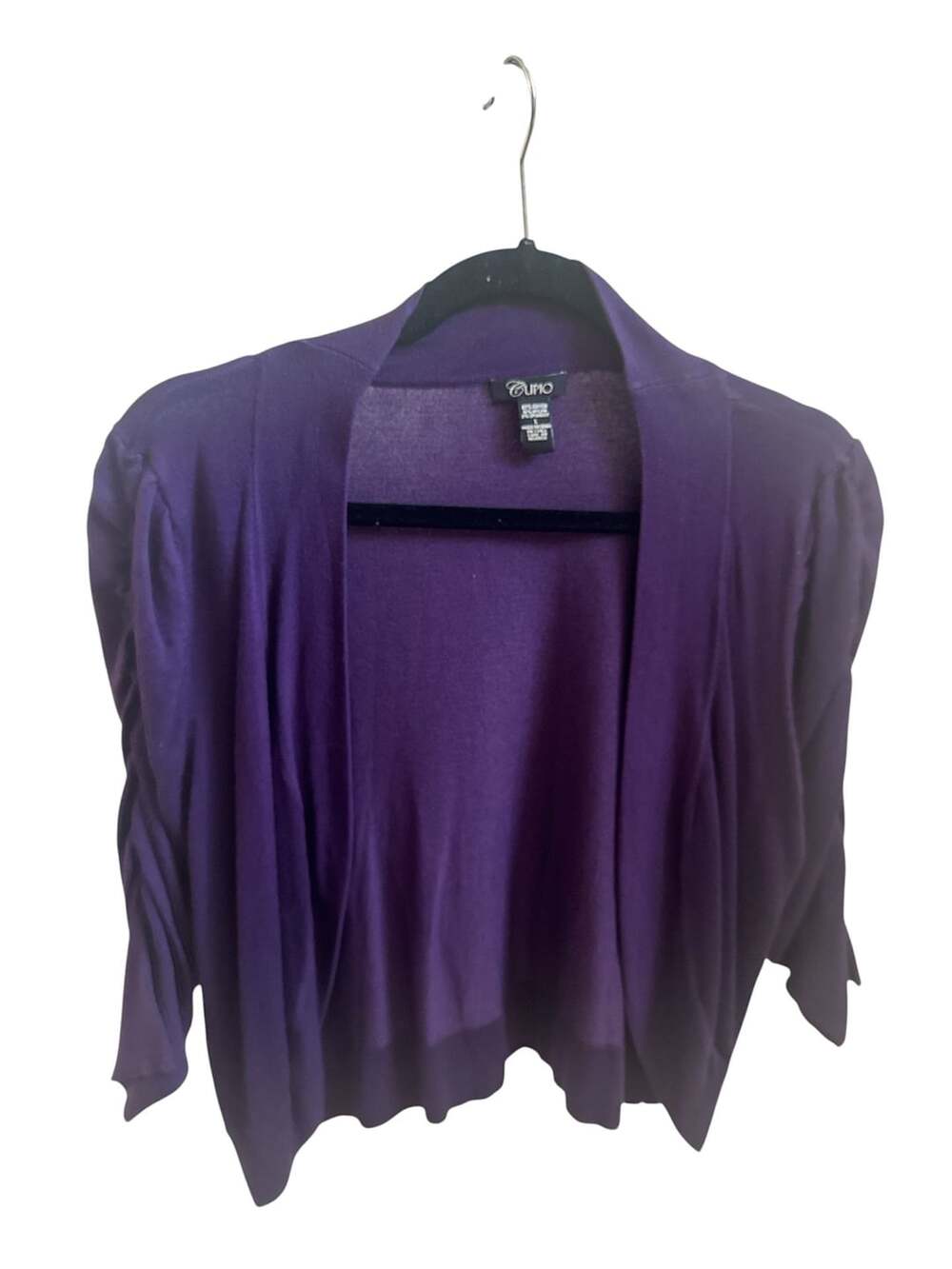 Cupio Open Front Cardigan Size L Purple Rayon Blend Cropped Sweater Top